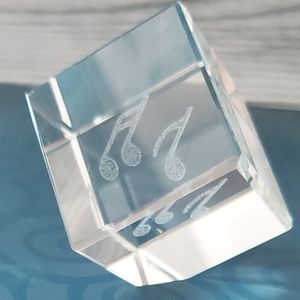 Laser Etched Corner-Balancing Musical Notes Hologram Paperweight